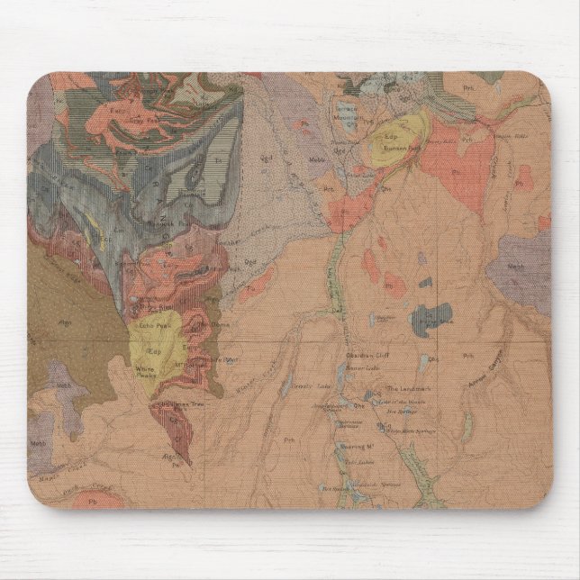 Geologie Karte, Yellowstone National Part, Wyoming Mousepad (Vorne)