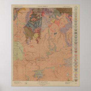 Geologie-Karte, Yellowstone National Part, Wyoming Poster