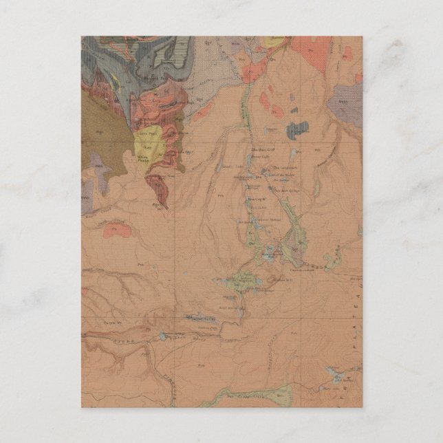 Geologie-Karte, Yellowstone National Part, Wyoming Postkarte (Vorderseite)