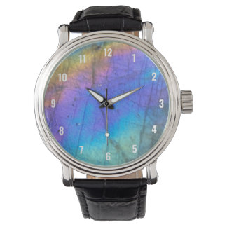 Geologie Labradorite Stone Farbiges Kristallmuster Armbanduhr
