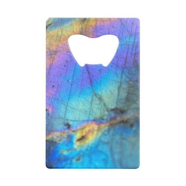 Geologie Labradorite Stone Farbiges Kristallmuster Geldbeutel Flaschenöffner (Rückseite)