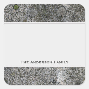 Geologie Rock Gray Granit mit Textetikett Quadratischer Aufkleber