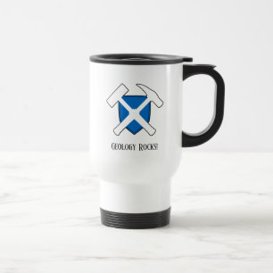 "Geologie Rocks" Hammer-Logo mit Flagge Schottland Reisebecher