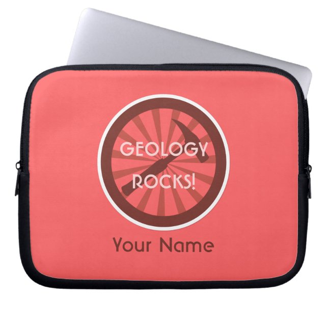 Geologie-Steine! Rock-Hammer-Logo mit Namen Laptopschutzhülle (Vorderseite)