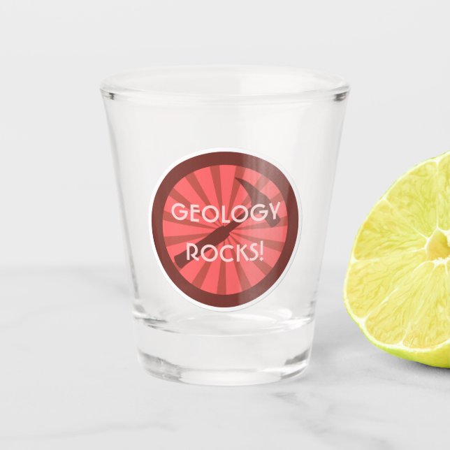 Geologie-Steine! Rock-Hammer-Logo Schnapsglas (Vorderseite)