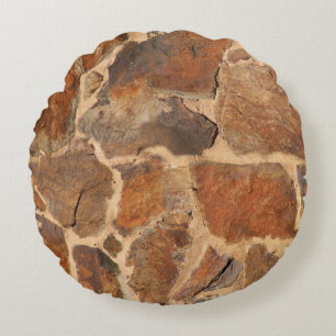 Geologie-Steinwand-Struktur-Foto-warmes Goldenes Rundes Kissen