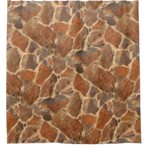 Geologie-Steinwand-Struktur-goldene Orange Duschvorhang