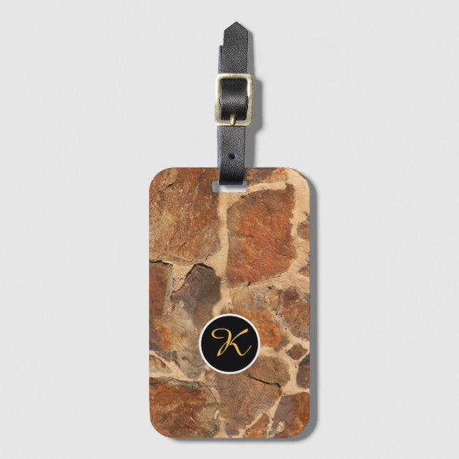 Geologie-Stone-Struktur benutzerdefinierte Monogra Gepäckanhänger (Vorderseite Vertikal)