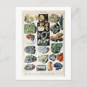 Geologie Vintager Mineralien Postkarte