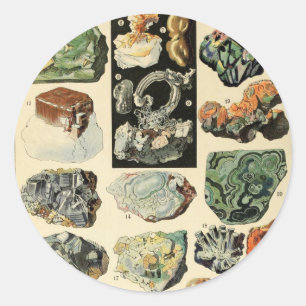 Geologie Vintager Mineralien Runder Aufkleber