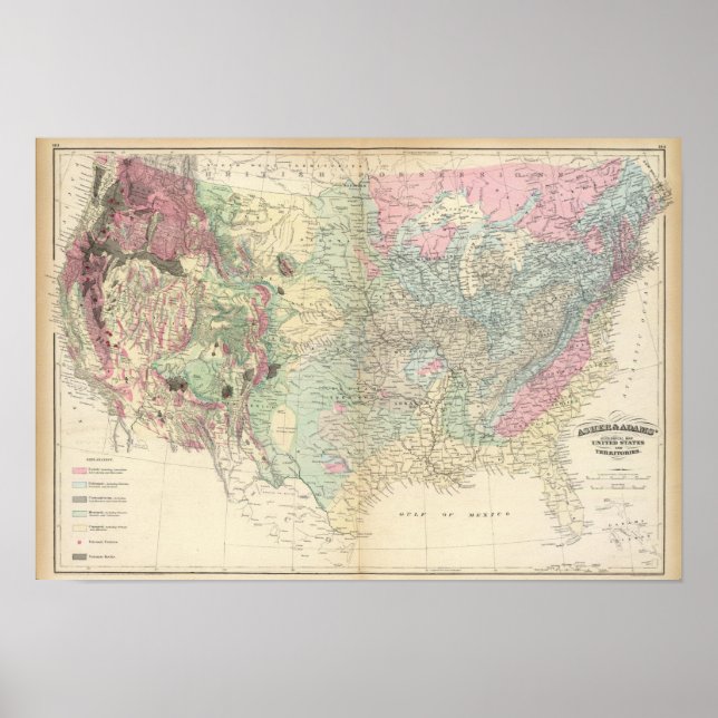 Geologische Karte der USA Poster (Vorne)