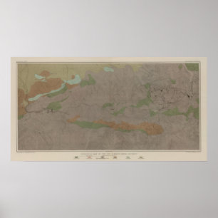 Geologische Karte des Bergbaubezirks Almaden Poster