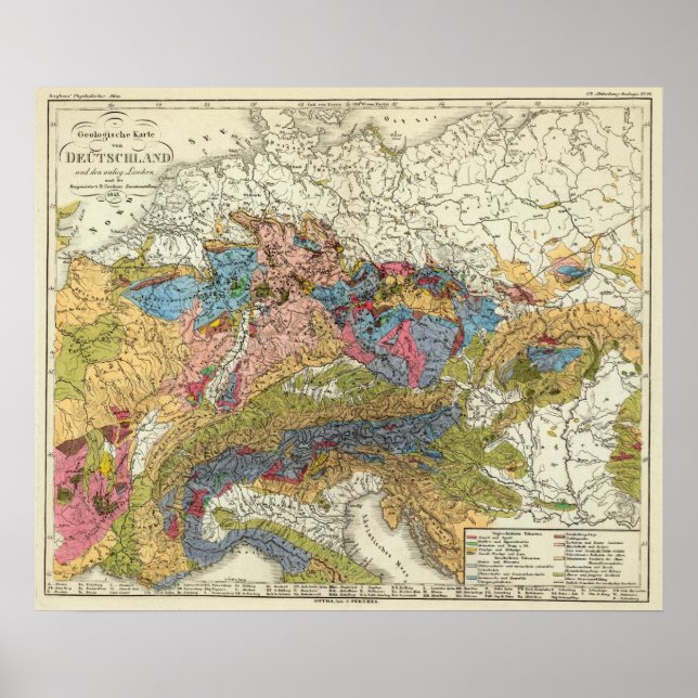 Geologische Karte Deutschlands Poster (Vorne)