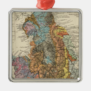 Geologische Karte England, Wales Ornament Aus Metall