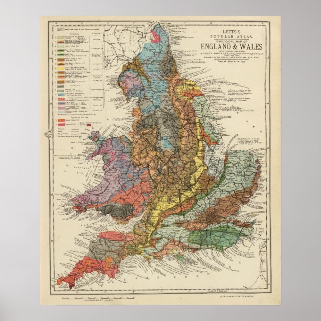 Geologische Karte England, Wales Poster (Vorne)