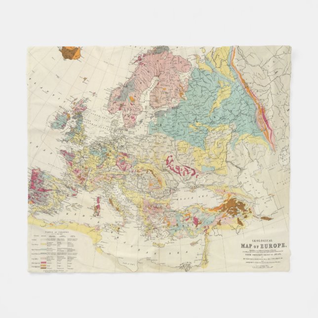 Geologische Karte Europa Fleecedecke (Vorderseite (Horizontal))