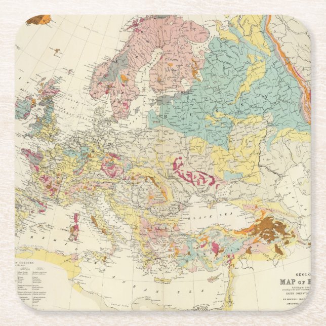 Geologische Karte Europa Rechteckiger Pappuntersetzer (Vorderseite)