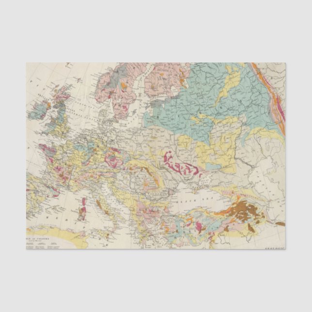 Geologische Karte Europa Seidenpapier (Vorderseite)