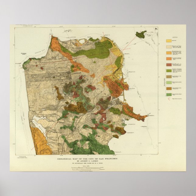 Geologische Karte San Francisco Poster (Vorne)