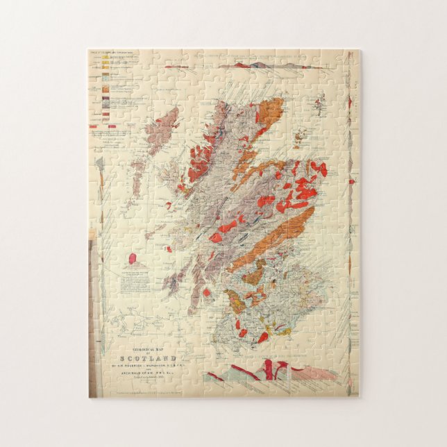 Geologische Karte Vintag Schottland (1865) (Vertikal)