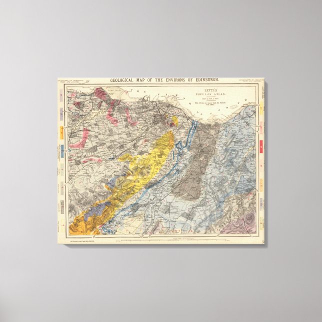 Geologische Karte von Edinburgh Leinwanddruck (Vorderseite)