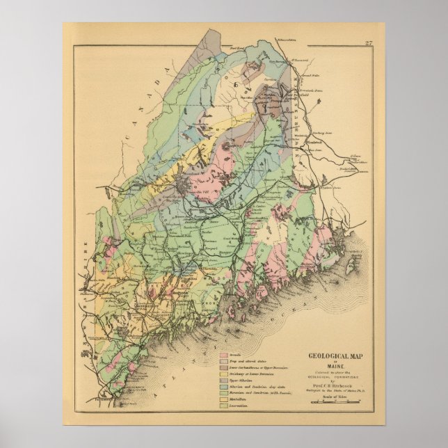 Geologische Karte von Maine Poster (Vorne)