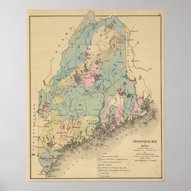 Geologische Karte von Maine Poster (Vorne)