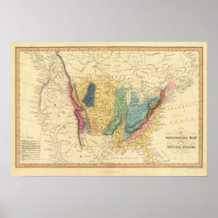 Geologische Karte von Vereinigten Staaten Poster