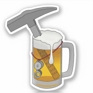 Geologist’s Beer and Rock Hammer Vinyl Aufkleber