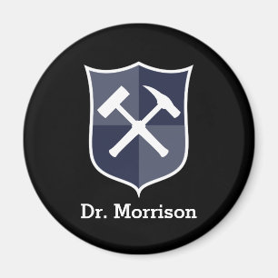 Geologistans Custom Rock Hammer and Shield Wappen Magnet