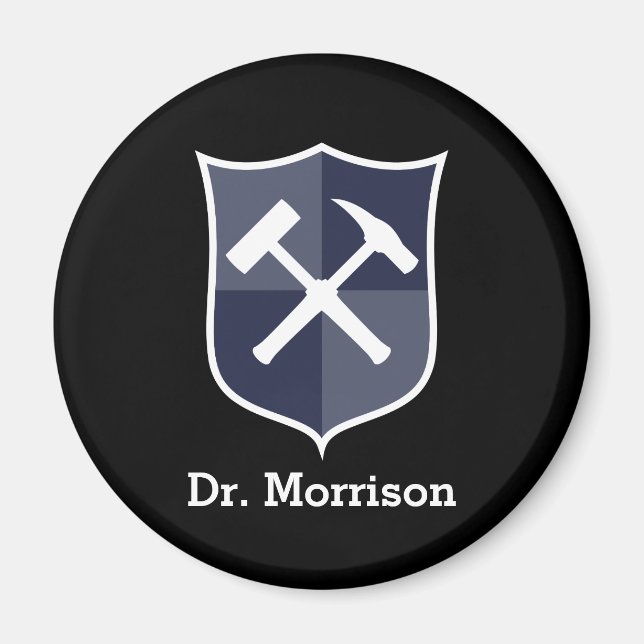 Geologistans Custom Rock Hammer and Shield Wappen Magnet (Vorne)