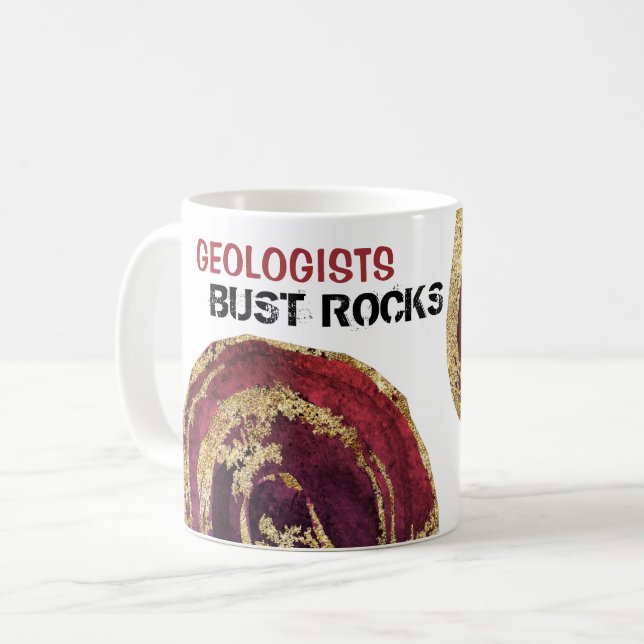 *~* GEOLOGISTEN BUST ROCKS Agate Slab Gold Glitzer Kaffeetasse (Vorderseite Links)