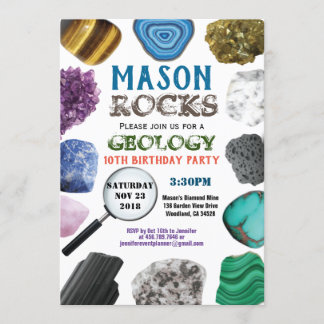 Geology Birthday Party Rocks Gemstones Kristalle Einladung