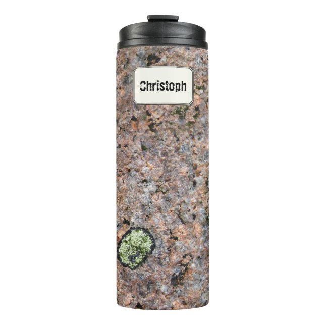 Geology Rock Texture Green Moss Custom Name Thermosbecher (Vorderseite)