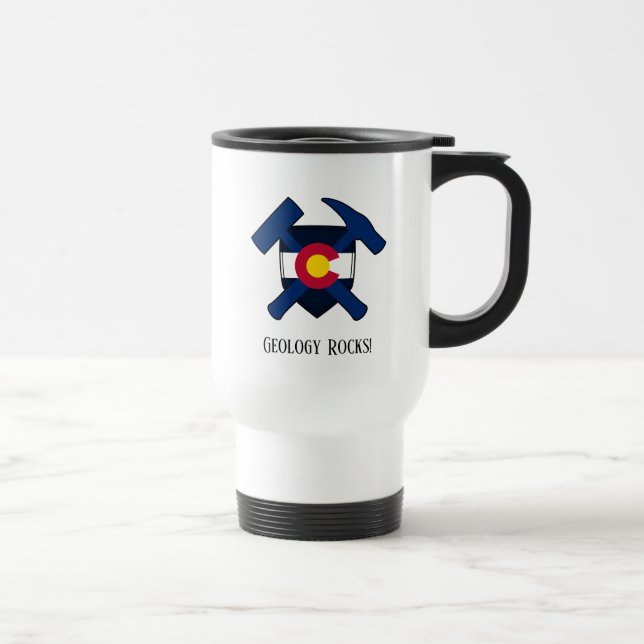 "Geology Rocks" Colorado State Flag Hammer Logo Reisebecher (Rechts)