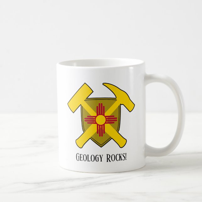 "Geology Rocks" New Mexico Flag Hammer Logo Kaffeetasse (Rechts)