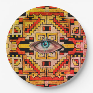 Geomethisches Tribal/ethnisch-merkwürdiges Augent Pappteller
