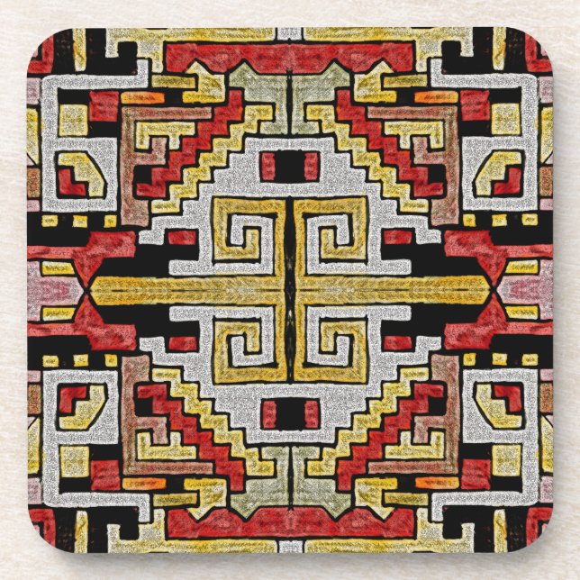 Geomethisches Tribal/ethnisches Muster Getränkeuntersetzer (Vorderseite)