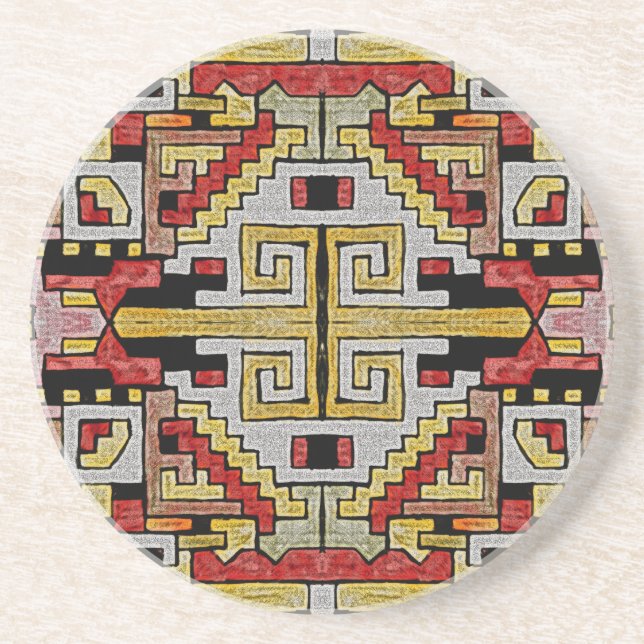 Geomethisches Tribal/ethnisches Muster Getränkeuntersetzer (Vorne)