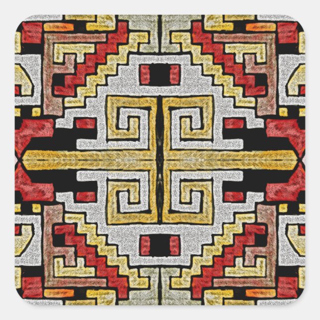 Geomethisches Tribal/ethnisches Muster Quadratischer Aufkleber (Vorderseite)