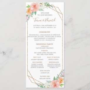 Geometri Wasserfarben-Blume Hochzeitzeit Programm