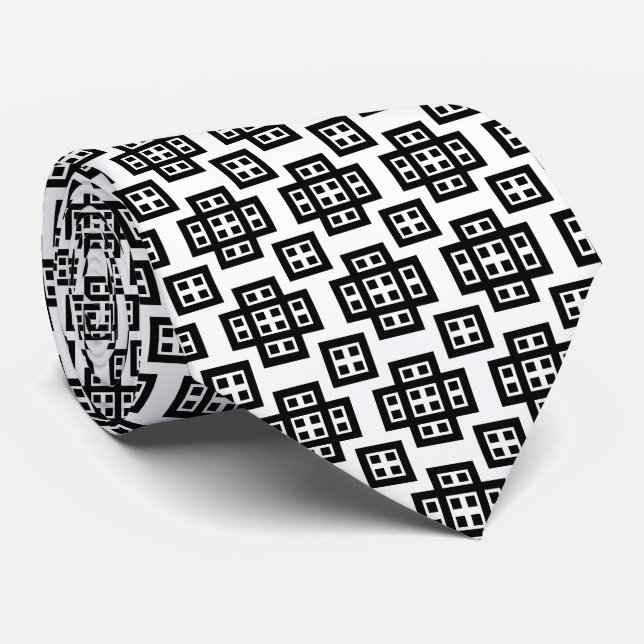 Geometric 030614 - Black on White Krawatte (Gerollt)