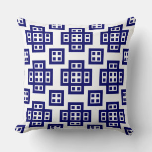 Geometric 030614 - Deep Navy on White Kissen