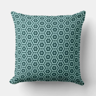 Geometric 280514 (03) - Lt Blue Green on Dk Moss Kissen