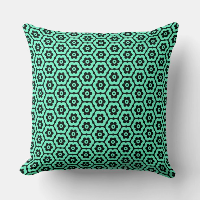 Geometric 280514 (03) - Türkis auf Schwarz Kissen (Vorderseite)