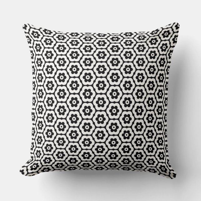 Geometric 280514 (03) - White on Black Kissen (Vorderseite)