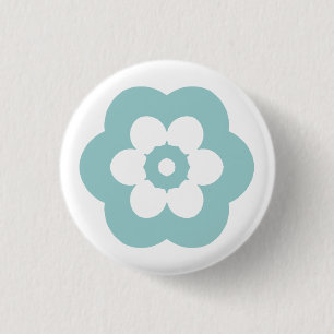Geometric 290514 (3) - Light Blue Green on White Button