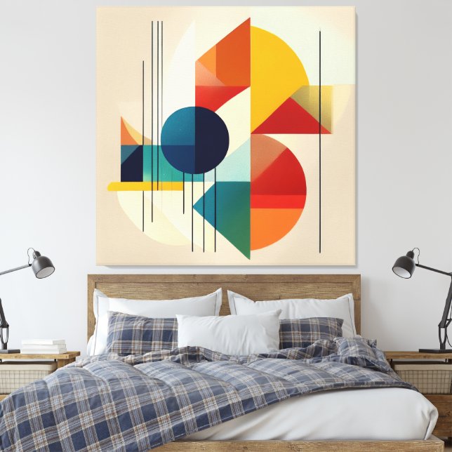 Geometric Abstract Art in Bauhaus Style Leinwanddruck (Insitu (Schlafzimmer))