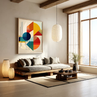 Geometric Abstract Art in Bauhaus Style Poster