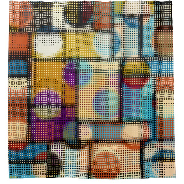 Geometric abstract pattern in low poly pixel art s duschvorhang (Vorderseite)